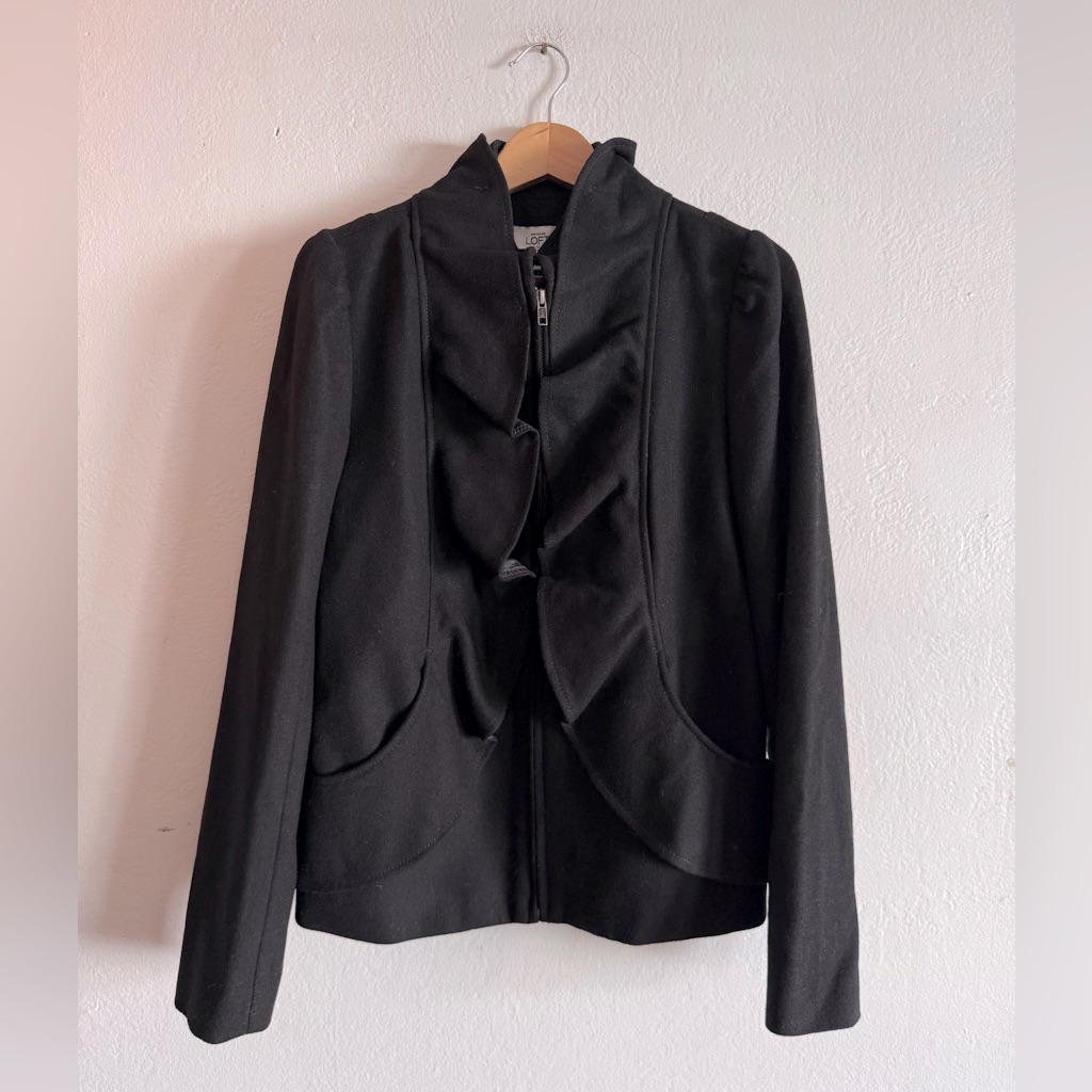 Loft Ruffle Felt Zip Up Jacket